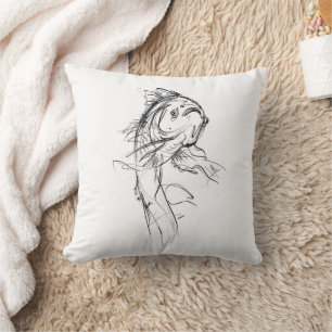 Elegant Koi Fish Abstrakt Sketch Kissen
