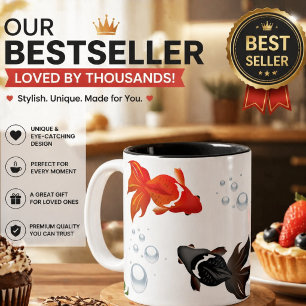 Elegant Koi Fish Zen Design - Friedlich Japanisch Zweifarbige Tasse