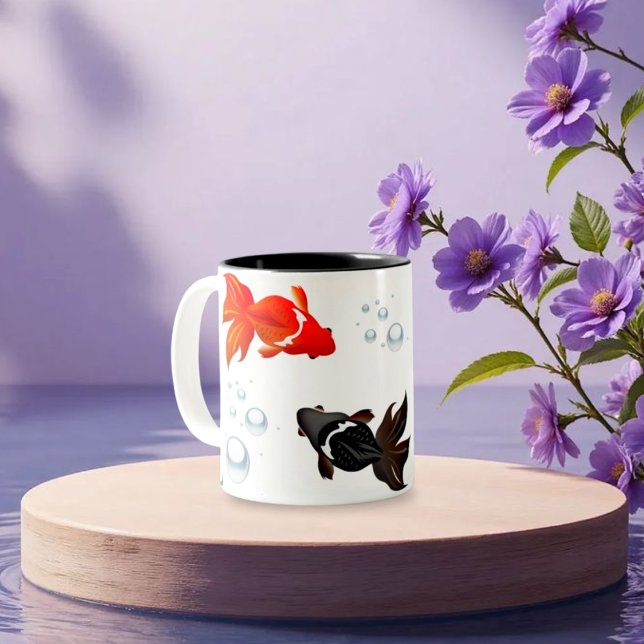 Elegant Koi Fish Zen Design - Friedlich Japanisch  Zweifarbige Tasse (Von Creator hochgeladen)