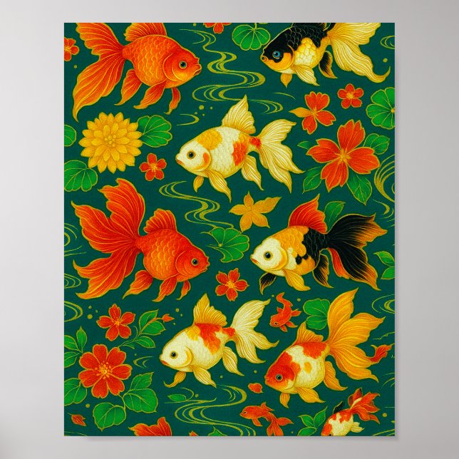 Elegant Koi Pond Pattern Poster (Vorne)