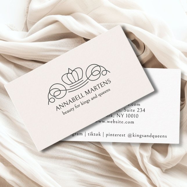 Elegant, königlich, Salon, beige Visitenkarte (Elegant, royal, salon beige crown business card)