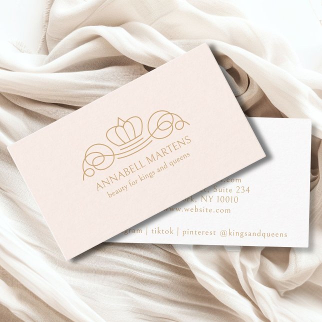 Elegant, königlich, Salon, rot-weiß Visitenkarte (Elegant, royal, salon blush-gold  business card)