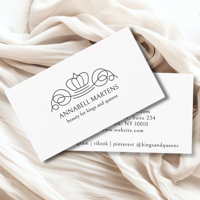 Elegant, königlich, Salon weiß Visitenkarte (Elegant, royal, salon white crown business card )