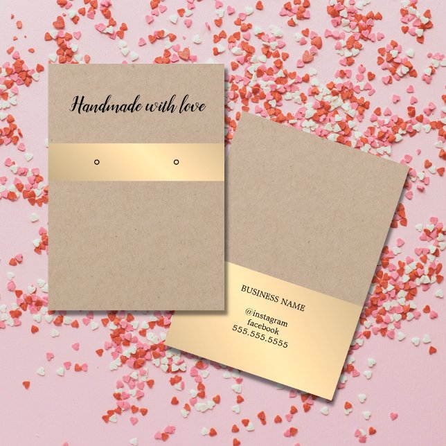 Elégant Kraft Golden Stripe Earring Card (Créateur téléchargé)