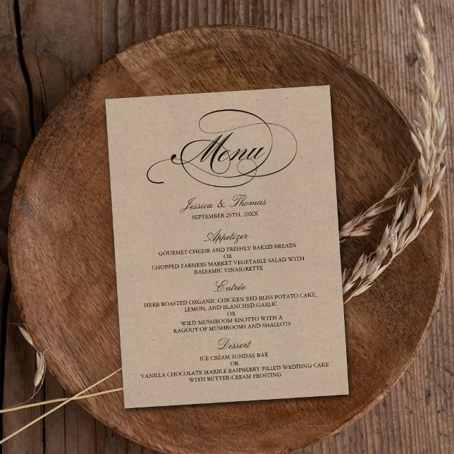 Elegant Kraft Mariage Menu Modèles (Créateur téléchargé)