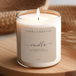 Elegant Kraft Minimalistisch Script Candle Label Quadratischer Aufkleber
