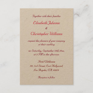 Elegant Kraft Paper Custom Wedding Invitation Card Einladung