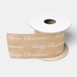 Elegant Kraft Paper Merry Christmas Calligraphy Satinband