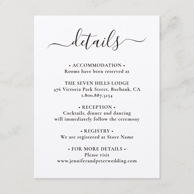 Elegant Kraft Paper Wedding Details Begleitkarte (Vorderseite)