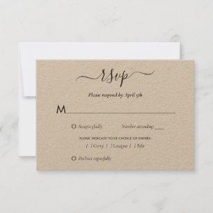 Elegant Kraft Paper Wedding RSVP Karte