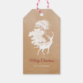 Elegant Kraft Paper White Dee in Forest Geschenkanhänger