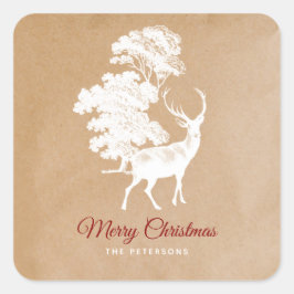 Elegant Kraft Paper White Dee in Forest Quadratischer Aufkleber
