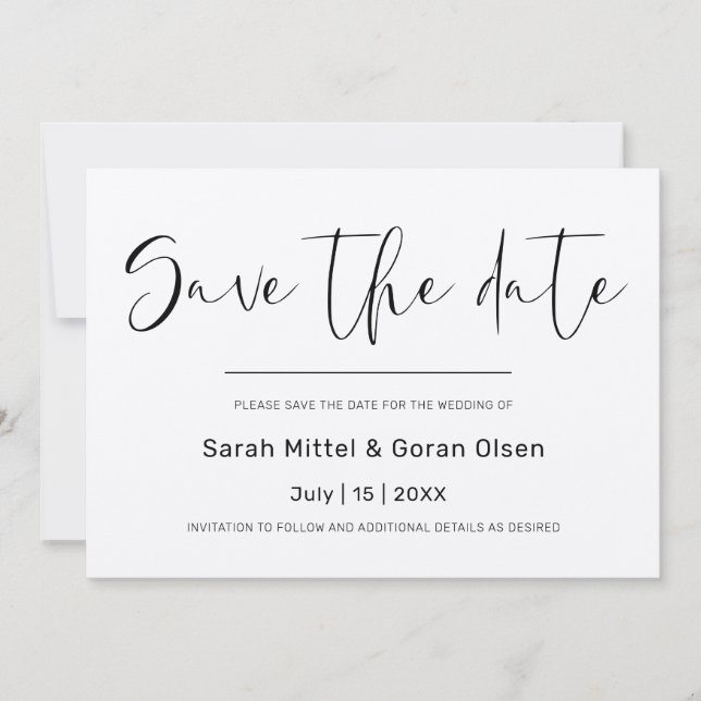 Elegant Kraft Papier Save the Date Einladung (Vorderseite)