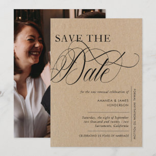 Elegant Kraft Texture Foto Vow Renewal Save The Date