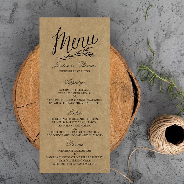 Elegant Kraft Wedding Menu Vorlagen (Von Creator hochgeladen)