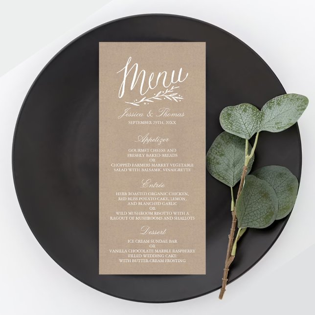Elegant Kraft Wedding Menu Vorlagen (Von Creator hochgeladen)