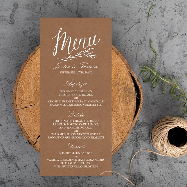 Elegant Kraft Wedding Menu Vorlagen (Von Creator hochgeladen)