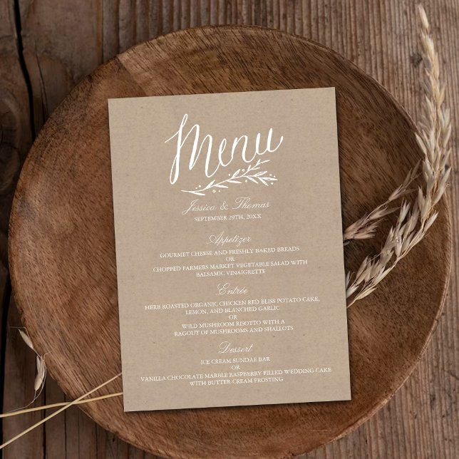 Elegant Kraft Wedding Menu Vorlagen (Von Creator hochgeladen)