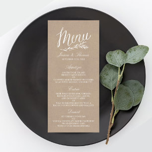 Elegant Kraft Wedding Menu Vorlagen Werbekarte
