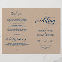 Elegant Kraft Wedding Zeremony Foldable Program