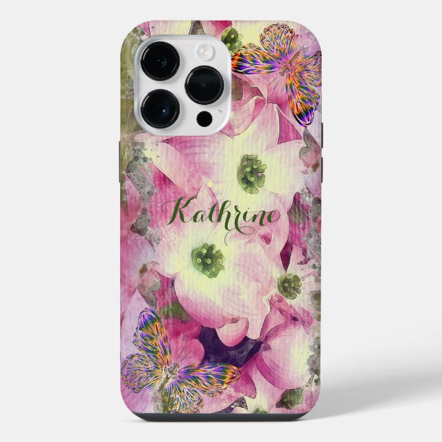 Elegant Künstlerisch floral iPhone 14 Pro Max Hülle (Rückseite)