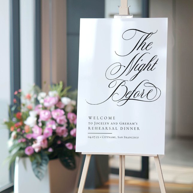 Élégant La Nuit Avant Le Dîner De Répétition (The Night Before Rehearsal Dinner White Acrylic Welcome Sign)