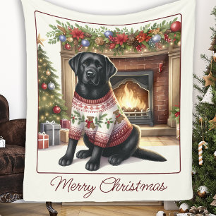 Elegant Labrador Retriever Dog Frohe Weihnachten Fleecedecke