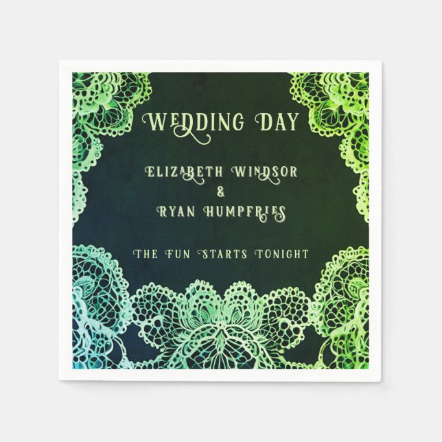 Elegant Lace" Einladung zur Hochzeit Serviette (Vorderseite)