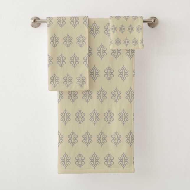 Élégant Lace Gris Serviettes De Bain Set Cadeau (En situation)