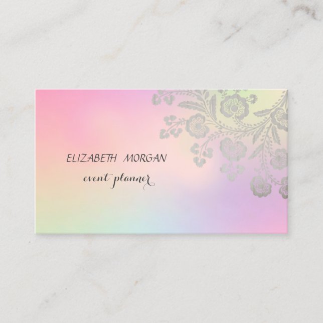 Elegant Lace Holographic Visitenkarte (Vorderseite)