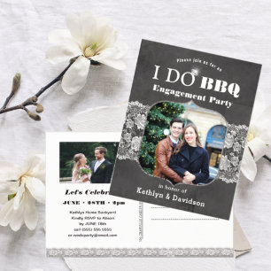 Elegant Lace Photo I DO Engagement Invitation Post