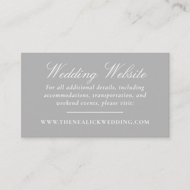 Elegant Lace Script Wedding Website Begleitkarte (Vorderseite)