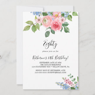 Elegant lackierte Blume 80. Geburtstag Einladung