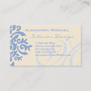 Elegant Lady Designer's Blue and Cream Visitenkarte