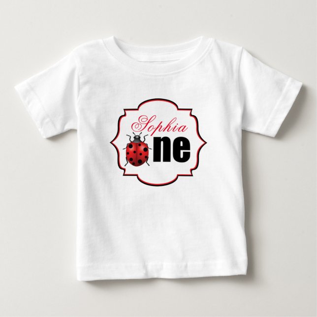 Elegant Ladybug Personalisiert Baby T-shirt (Vorderseite)