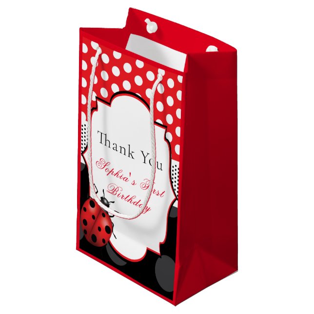 Elegant Ladybug Personalisiert Danke Kleine Geschenktüte (Vorderseite Schrägansicht)