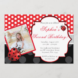 Elegant Ladybug Polka dot Birthday Einladung