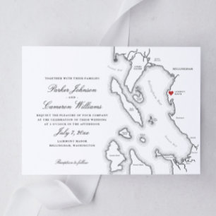 Elegant Lairmont Manor Bellingham Map Wedding Einladung