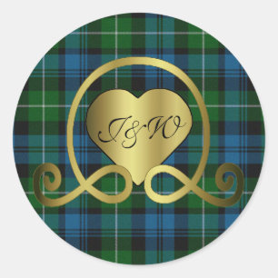 Elegant Lamont Kariert Heart Wedding Sticker