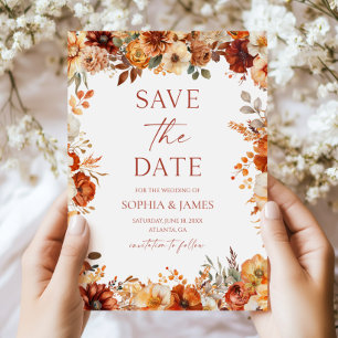 Elegant Ländliche Herbst-Hochzeit Blumenstrauß Save The Date