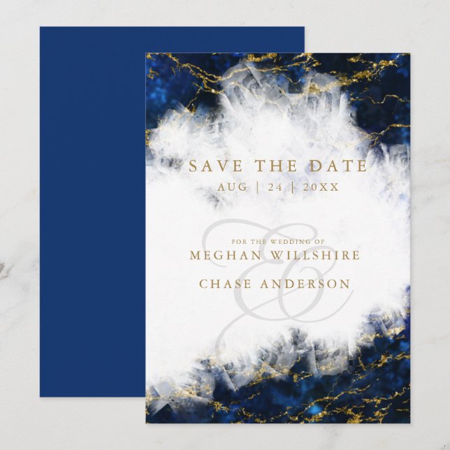 Elegant Lapis Lazuli Crystal Geode Einladung (Vorne/Hinten)