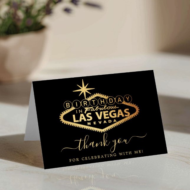 Elegant Las Vegas Birthday Foto Dankeskarte (Von Creator hochgeladen)