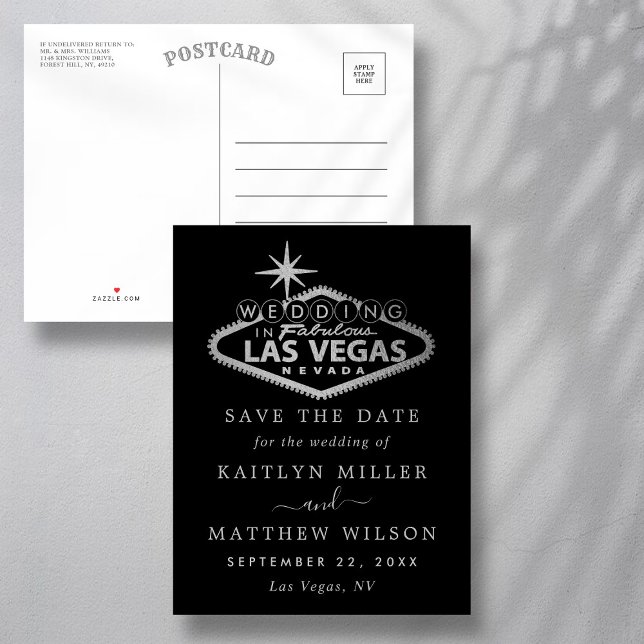 Elegant Las Vegas Wedding speichern das Datum Ankündigungspostkarte (Von Creator hochgeladen)