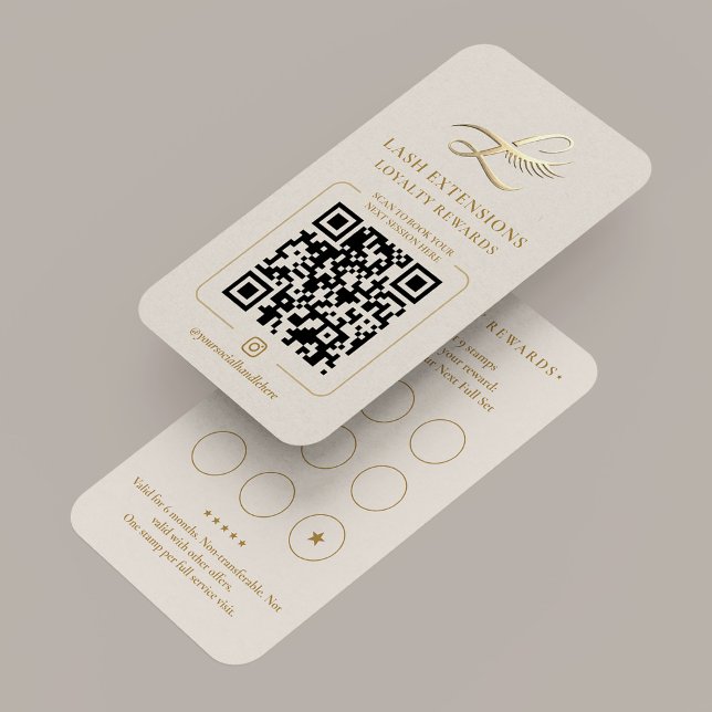 Elegant Lash Extensions Loyalty Rewards Sand 9 Visitenkarte (Elegant Lash Extensions Loyalty Rewards Sand 9 Business Card
)