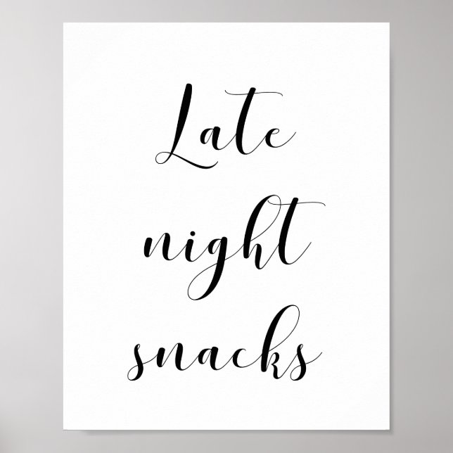 Elegant Late night Snacks Hochzeitszeichen Poster (Vorne)