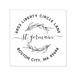 Elegant Laurel Leaf Familienname Rücksendeadresse Permastempel