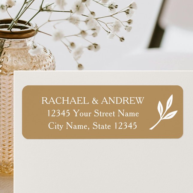 Elegant Laurel Leaf Gold Wedding Rücksendeadresse (Von Creator hochgeladen)