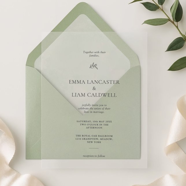 Elegant Laurel Leaf Minimalist Wedding Acryleinladungen (Von Creator hochgeladen)