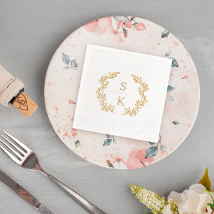 Elegant Laurel Wreath Monogram Mariage