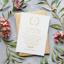 Elegant Laurel Wreath Monogram Typografy Wedding
